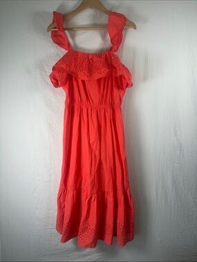 LC Lauren Conrad Coral Elastic Ruffle Top